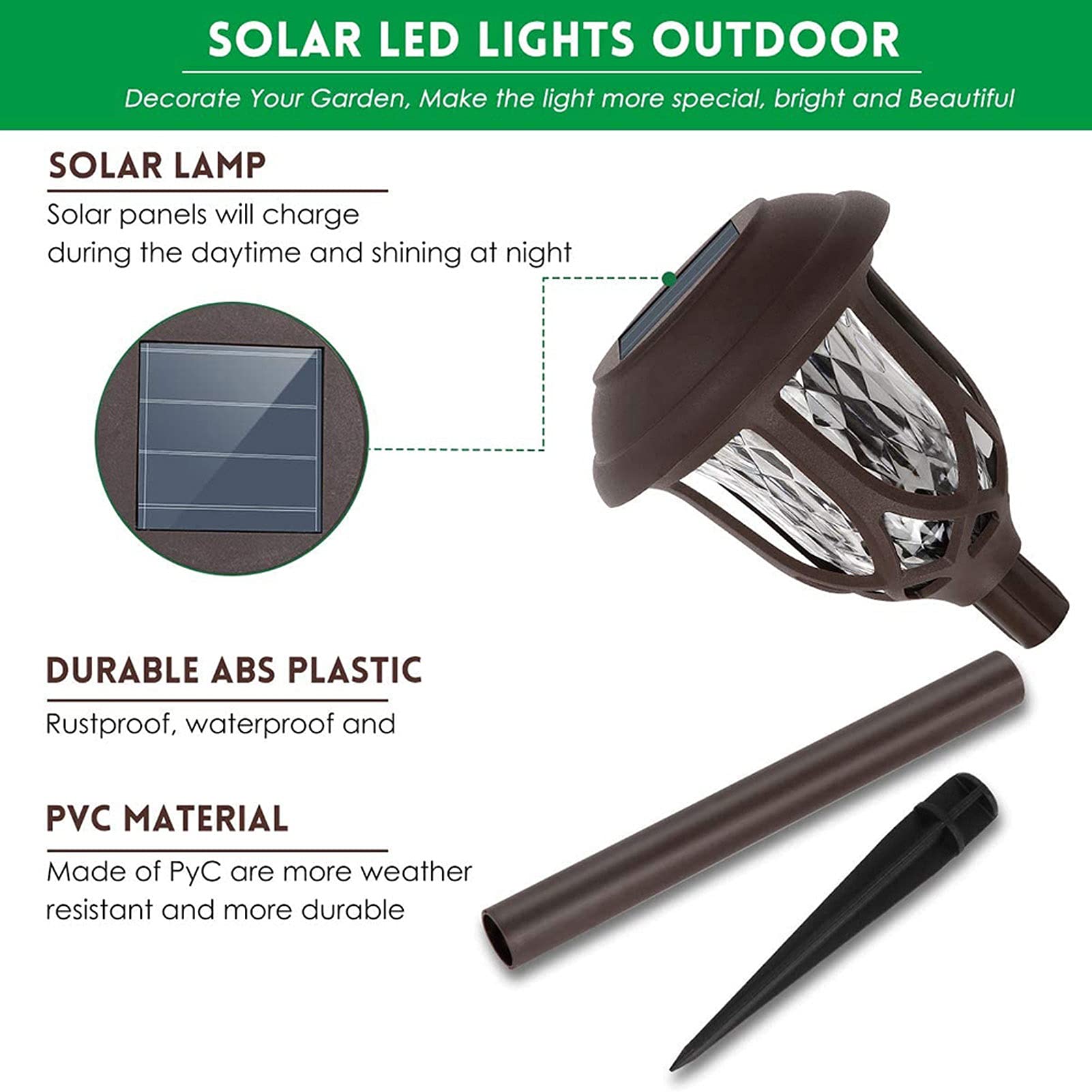 Solar-Gartenleuchten, Solar-Wegeleuchten, LED-Solar-Landschaftsleuchten, wasserdichte Gartenleuchten for Garten, Weg, Auffahrt Lampen (Size : 10packs)