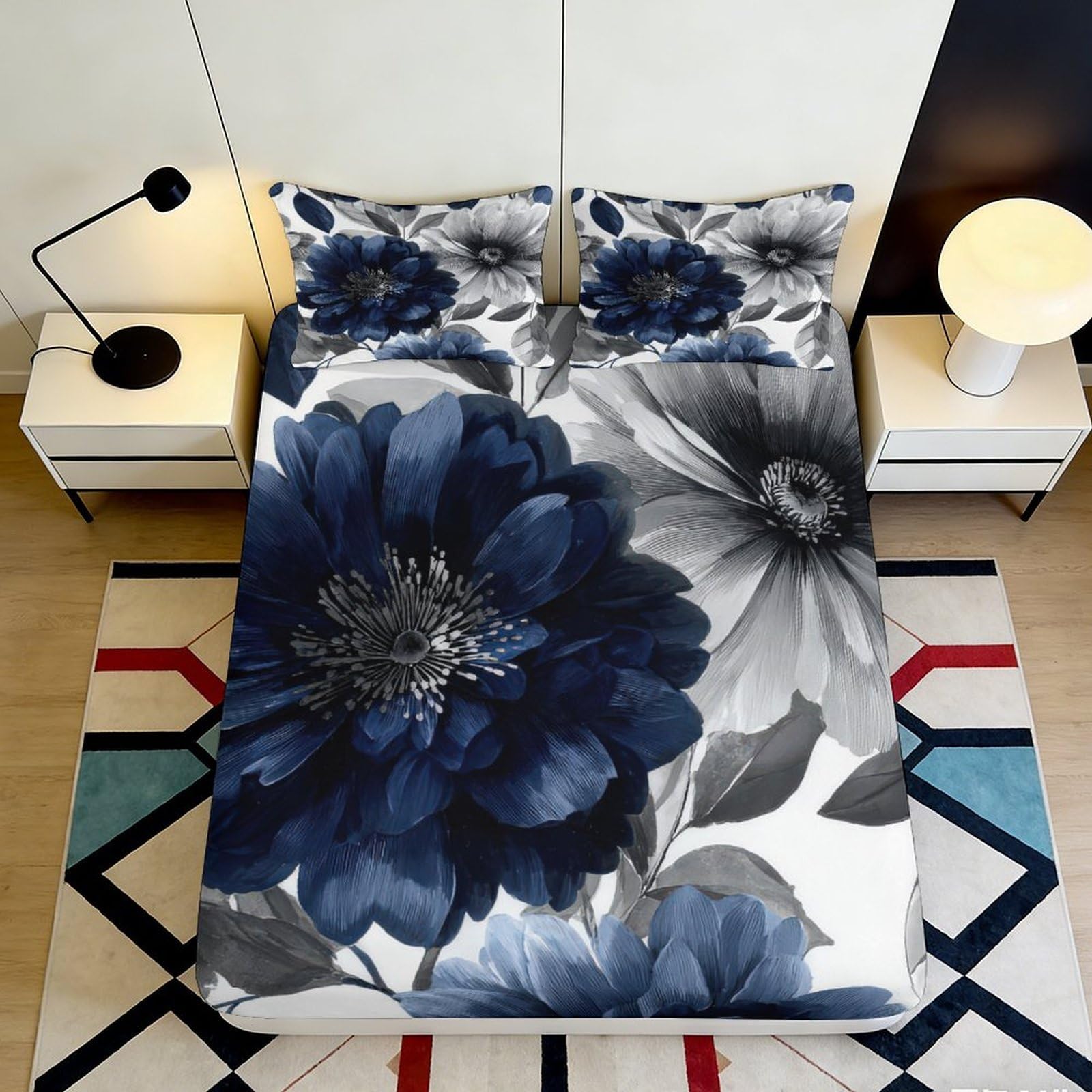 3D Printed Dolphin Fitted Sheet Microfiber Deep Pocket Bedroom Bedding Ocean Theme Mattress Fitted Cover Non-Slip 140x200x25cm