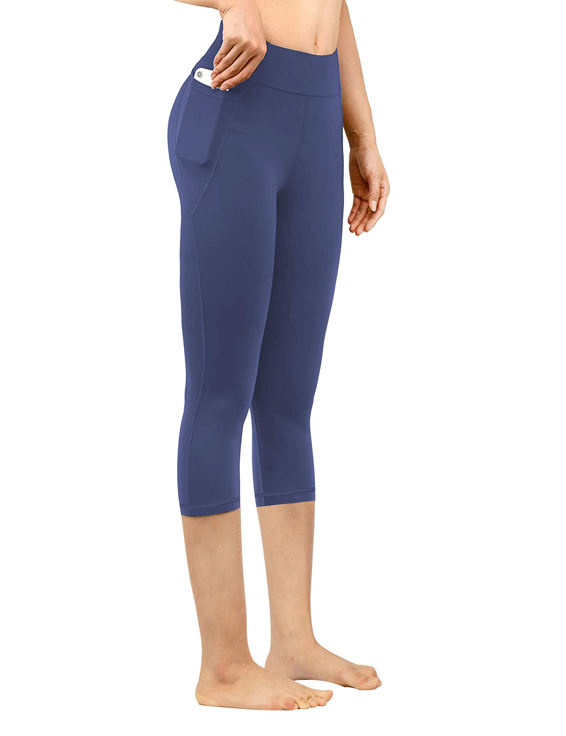 DOP DOVPODHigh Waist Yoga Capris Pants with Side Pockets Plus Size Workout Running Yoga Leggings Capris for Women