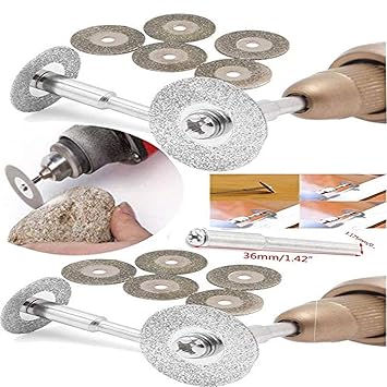 DIY Crafts Emery Diamond Cutting Blades Drill Bits Rotary 1 Mandrel For Power Tool Accessories Drill Bits (Pack Of 5 Pcs, Design No # 1)