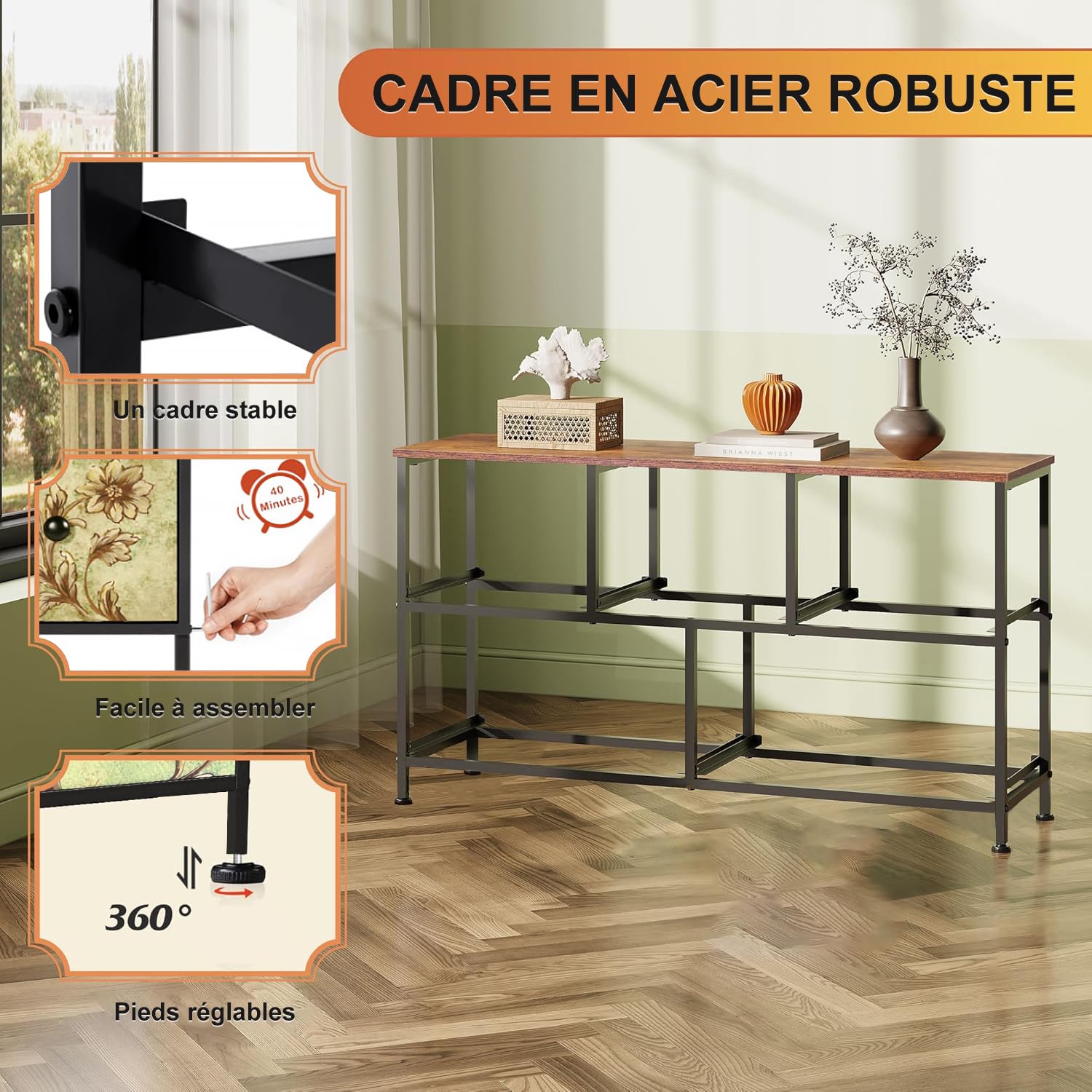 Comò camera da letto con 5 cassetti, design industriale, con piano in legno e cassetti retrò. Perfetto per cassettiera per bambini, mobile portaoggetti camera da letto e mobile industriale legno