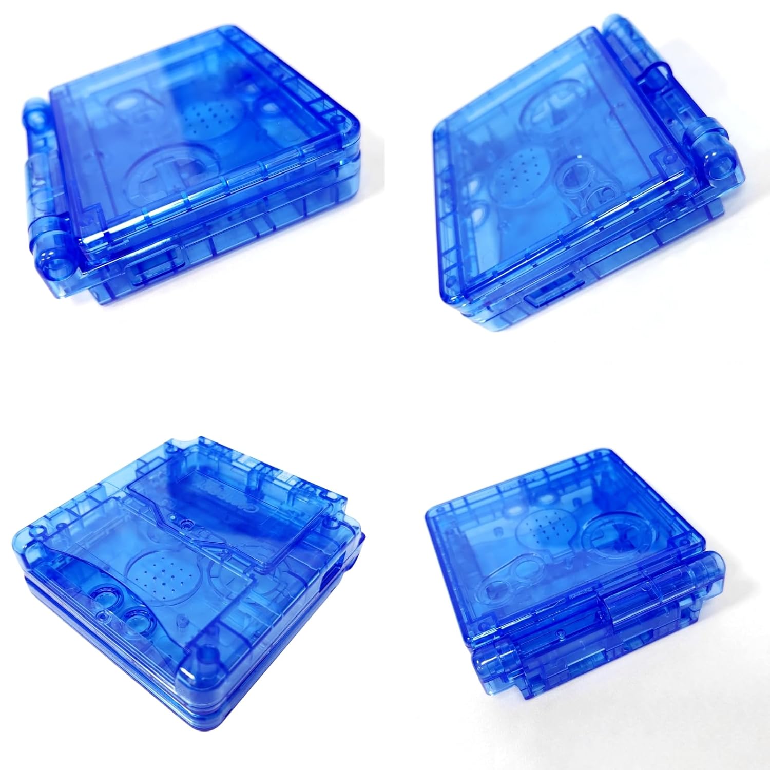 Hzxkqmil Replacement Full Shell Housing Case for Game Boy Advance SP GBA SP Console, High Quality Transparent Cover with Buttons Screws Kit + Screwdrivers Repair Parts (Clear Blue)