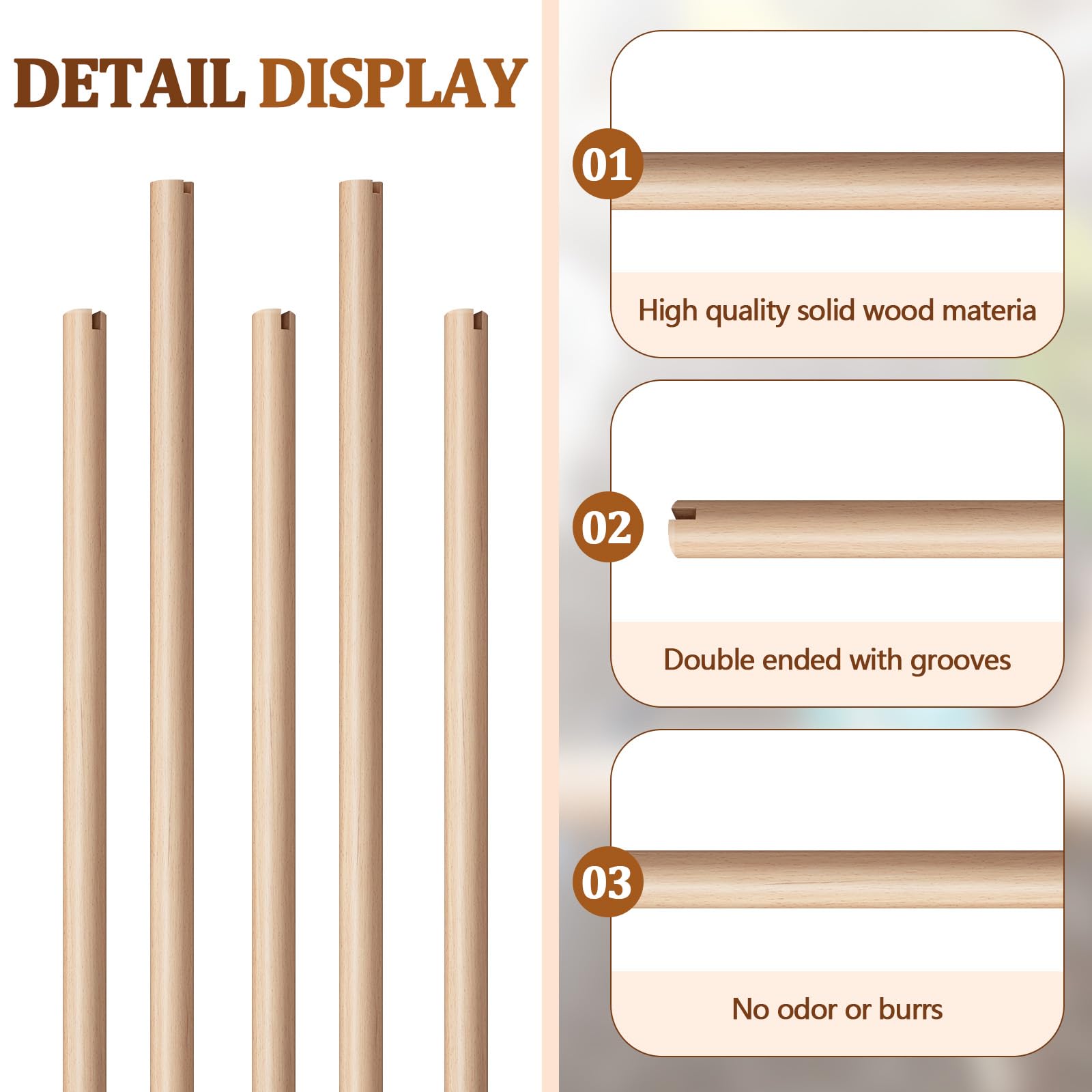 Sintuff Lot de 8 perchoirs à oiseaux pour accessoires de cage, tiges de rechange en bois avec double fente pour tête, support en bois naturel de 1,5 cm de diamètre pour perroquet, ara, cacatoès