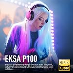 EKSA P100 Wired Over Ear Headphones with Microphone, Hi-Res DJ Stereo Headphones with 50mm Neodymium Drivers, 3.5mm/6.35mm Jack for AMP Computer Recording Phone Piano Guitar