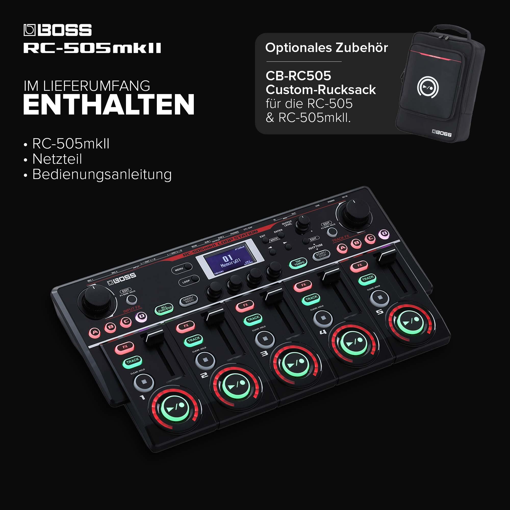 BOSS RC-505mkII Loop Station | Erweiterte Version des Tisch-Looper-Branchenstandards | Fünf simultane Stereo-Phrasenspuren | Riesige integrierte Effektauswahl | Extrem robuste Fader