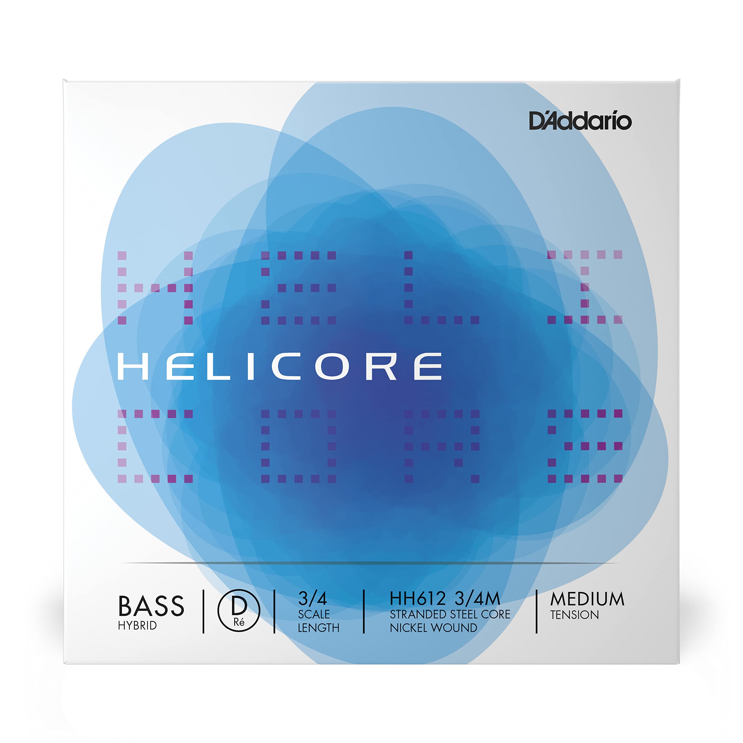 Corda singola RE D'Addario Helicore Hybrid per contrabbasso, scala 3/4, tensione media