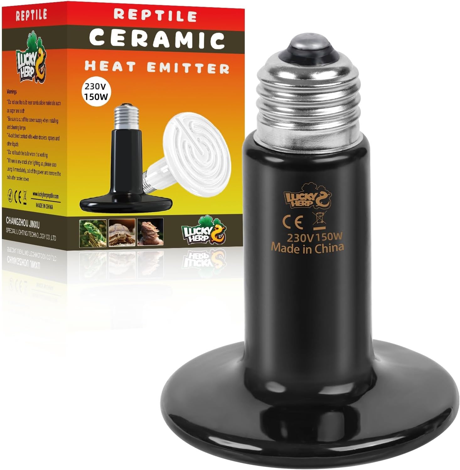LUCKY HERP Terrarium Wärmelampe Reptilien, Schildkröten Keramik Wärmelampe Terrarium 150W, E27 Heizlampe Keramiklampe für Tiere, Hühner, Schildkröten, Bartagamen, Hunde, Eidechsen, Schlange