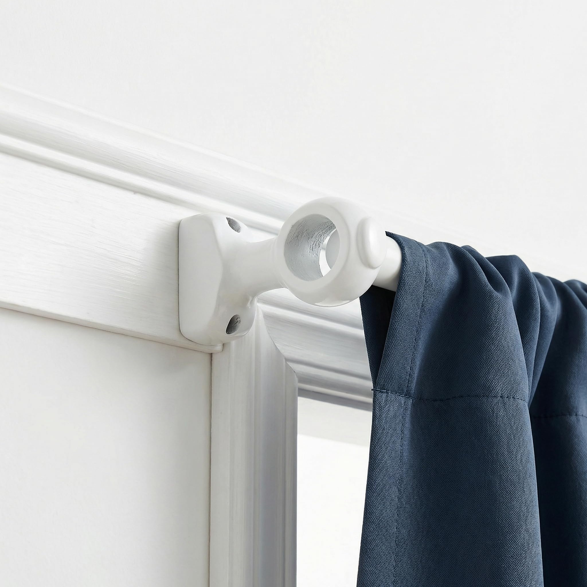 GALPADA 4 Pezzi Supporto Bastone e Stabilità Migliorata Design Decorativo in Legno Bianco per Tende Confezione per Arredamento Casa e Ufficio