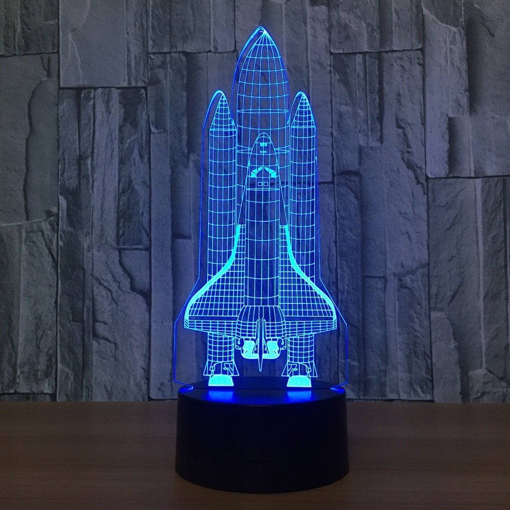 YKLWORLD Veilleuse à Illusion 3D En Forme De Fusée LED Avec Capteur Tactile 7 Couleurs Changeantes - Lampe De Bureau Avec Câble USB - Décoration Pour Chambre D'enfant, Chambre D'enfant, Garçon, Cadeau