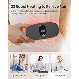 iDOO Period Heating Pad for Cramps, FSA Eligible Item, Menstrual Travel Heated Pad with 3 Heat Levels and 3 Massage Modes, Portable Cordless Heating Pad, Gifts for Girlfriend Mom Wife Women,(Black)