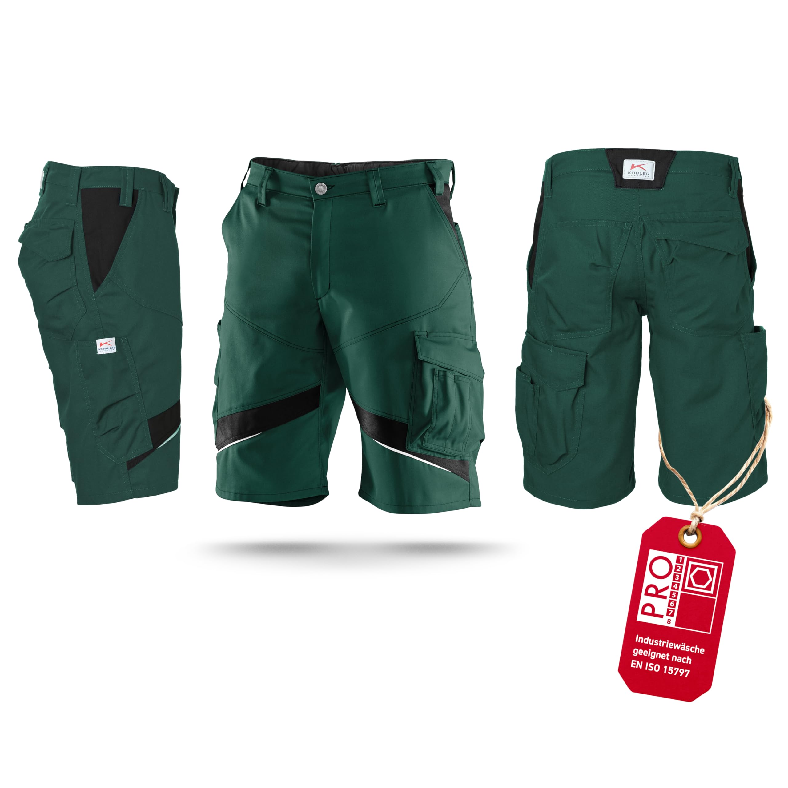 KÜBLER Workwear | KÜBLER ACTIVIQ Arbeitsshorts | Moosgrün/Schwarz | Größe 54