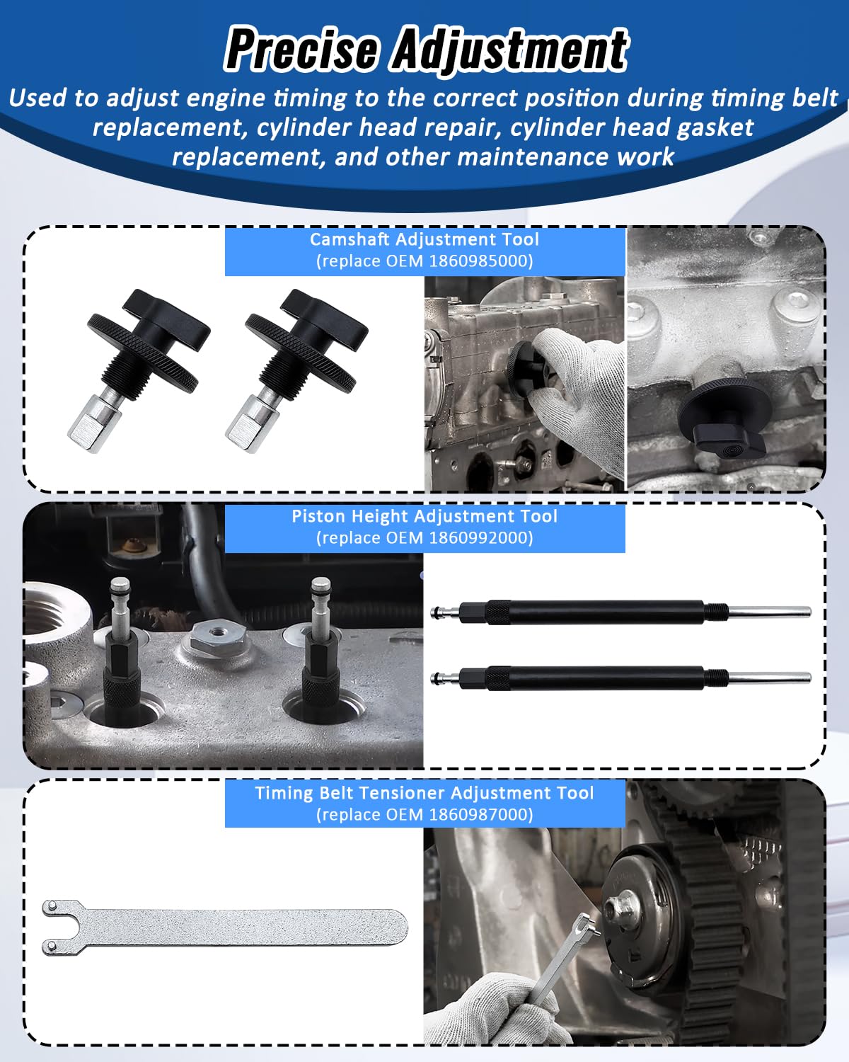Strumento di Regolazione del Motore, Strumento di bloccaggio della Cinghia dentata, per Albero a camme, Compatibile con Fiat, Alfa Romeo, Lancia, Chrysler 1.2 16 V, 1.4 16 V, T-Jet