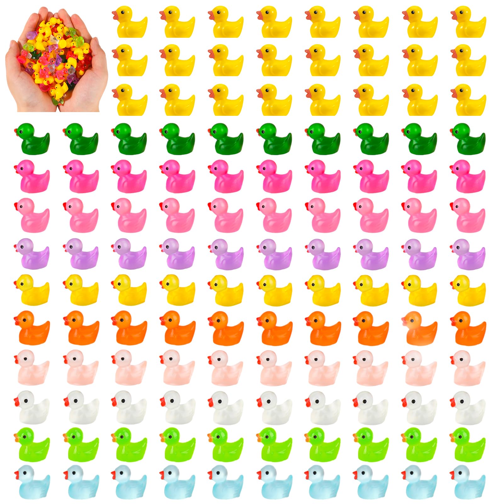 Mini Canards Lumineux 11 Couleurs 200 Pièces Figurines de Canards en Plastique Décoration pour Aquarium Jardin