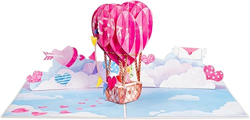 Miniatura 4 de Paper Love Tarjeta desplegable para el día de San Valentín, globo de aire de amor 3D, cubierta de 5 x 7 pulgadas, incluye sobre y tarjeta de notas
