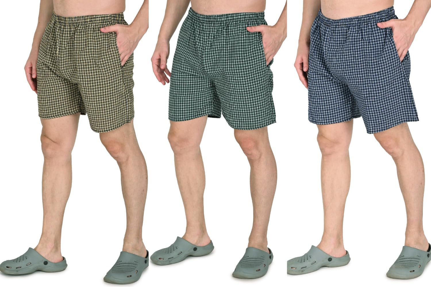 Men's Cotton Striped & Checkered Boxer Shorts Pack of 3 | Comfortable Breathable Innerwear | Relaxed Fit Elastic Waist Lounge | Plus Size S to 6XL-image-10