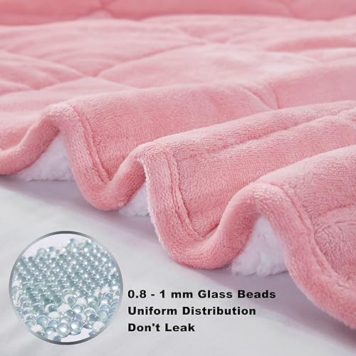 Miniatura 4 de L'AGRATY Manta con peso de franela Sherpa de 60 x 80 pulgadas, 20 libras, cómoda y gruesa de doble cara, para adultos, franela suave y esponjosa,