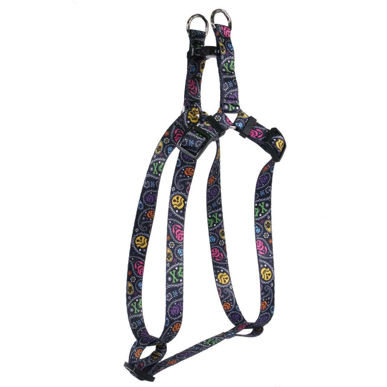 Yellow Dog Design Paisley Skulls Multi Step-In Dog Harness, X-Small-3/8" Wide and fits Chest of 4.5 to 9"