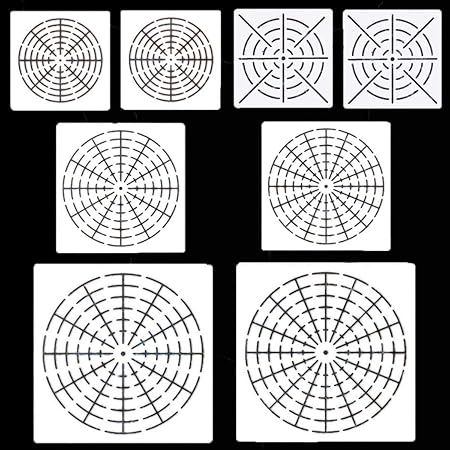 Amazon 8枚 曼荼羅 図面テンプレート 蜘蛛の巣 射撃練習 中心に狙う マンダラ ステンシル 対称絵画 製図用品 絵画学習 描画ツール Diy定規 ホワイト テンプレート 通販