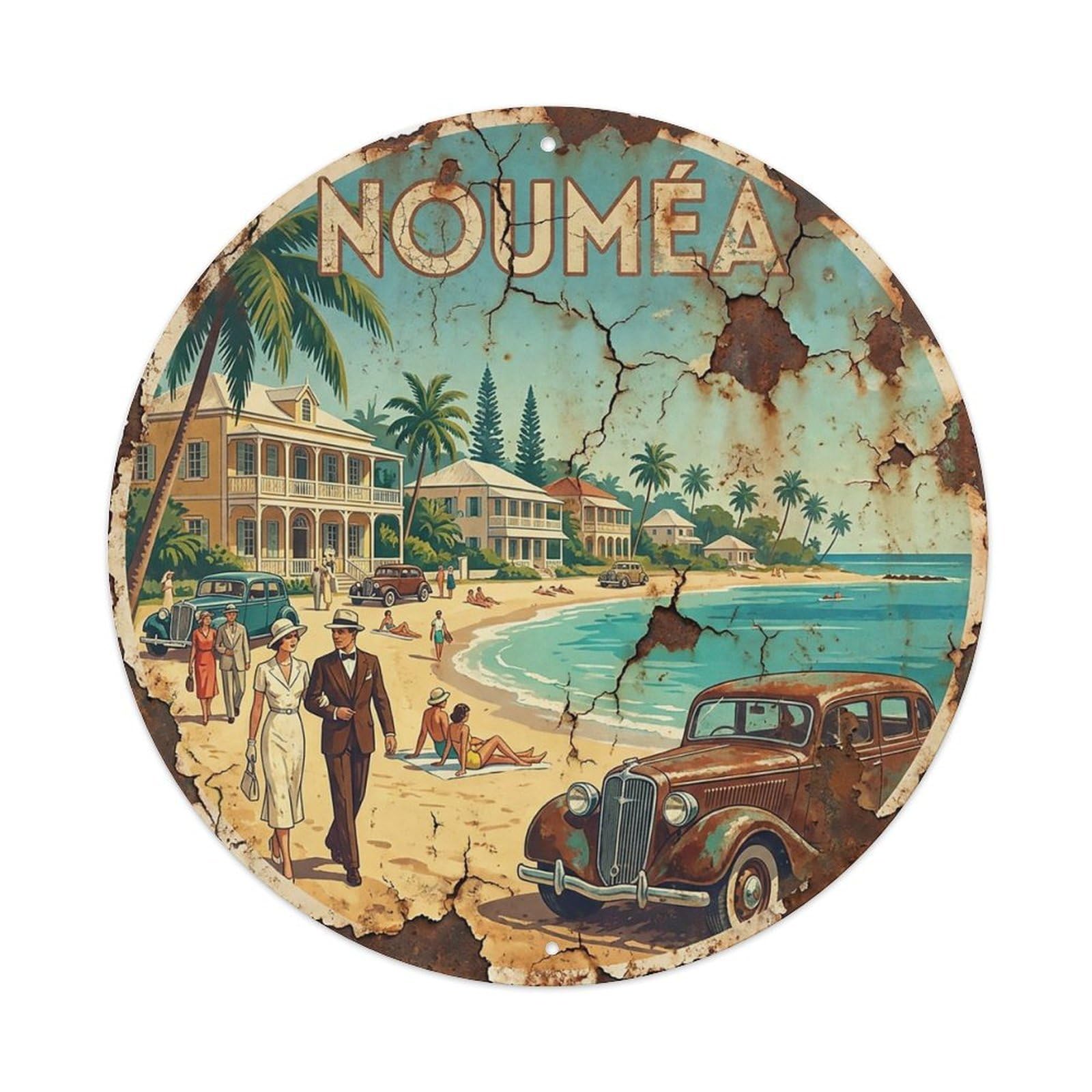 Vintage Travel New Caledonia Noumea Metal Tin Sign