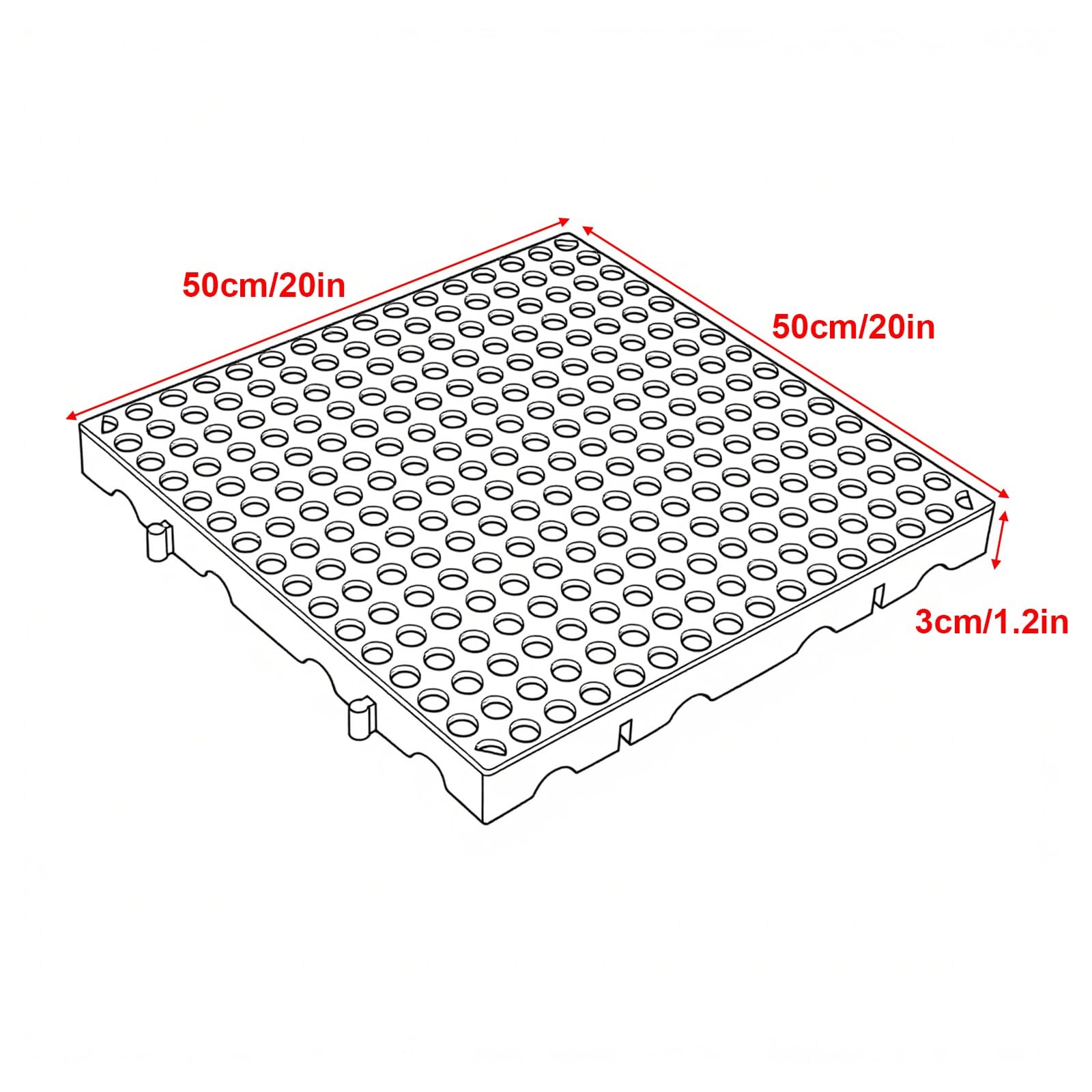 6 Pallet in Plastica, Pallet per Veicoli, Leggeri, Impermeabili e Impilabili, per lo Stoccaggio in Cantina, Garage e Magazzino(White,50x50cm/20x20in)