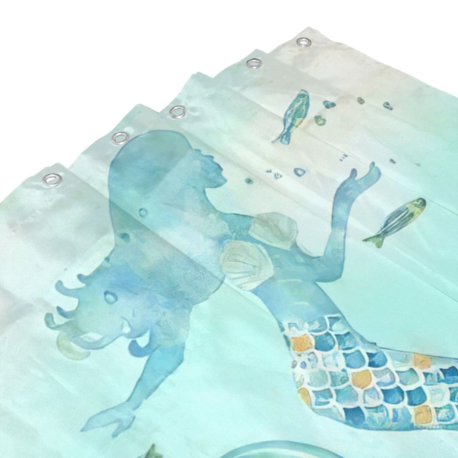 Meerjungfrau Duschvorhang 165x183 Cm – Wasserdichter Polyester-Vorhang Mit Meermotiv Für Mädchen, Inkl. Haken