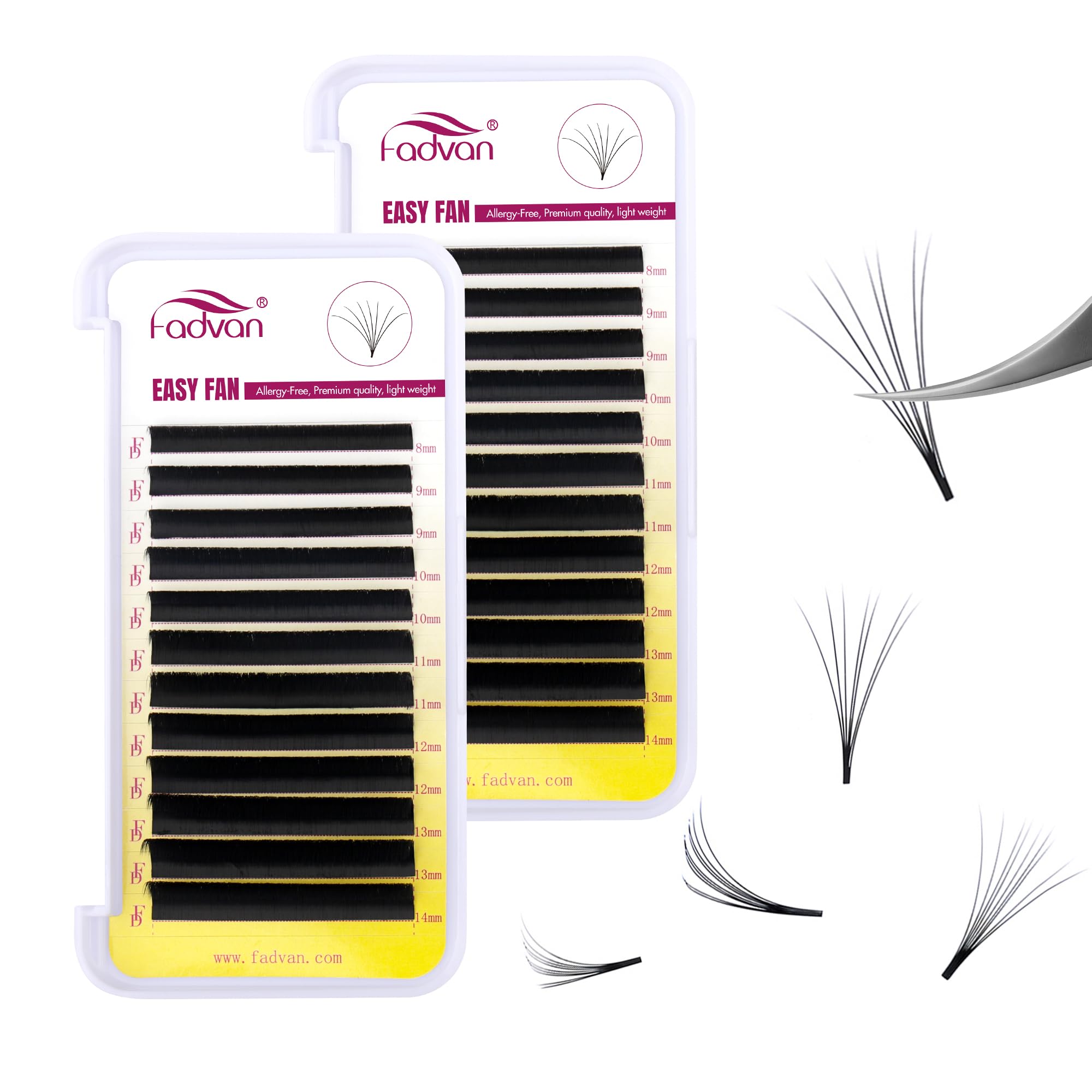 Easy Fan Lashes Self Fanning Volume Russian Eyelash Extensions 0.05D Curl Mixed 8-14mm Automatic Blooming Volume Easy Fan Lashes FADVAN(0.05-D-814) — view 26