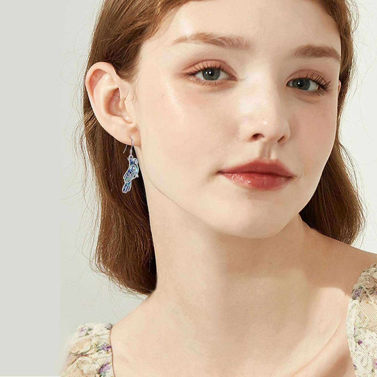 Parrot Earrings 925 Sterling Silver Abalone Shell Dangle Earrings Parrot Jewelry Gifts for Women Parrot Lovers - Image 6