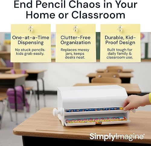Miniatura 2 de Porta lápices SimplyImagine – para el aula, el hogar, la oficina o como regalo el profesor, porta lápices de acrílico duradero con perilla rodante