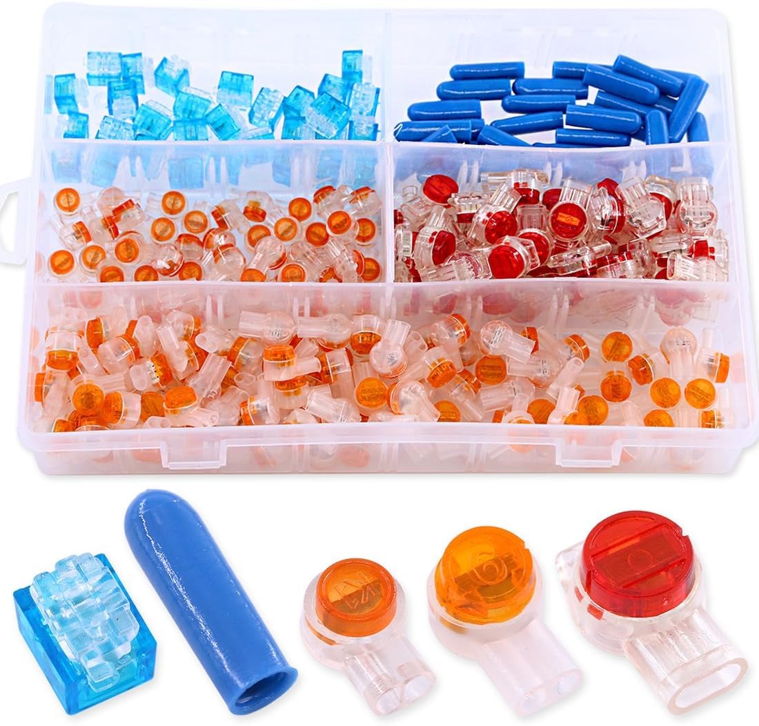 REES52 310Pcs Data Phone Wire Butt Splice Connector Crimp Terminal Assortment Kit - UY/UR/UB/B Connector