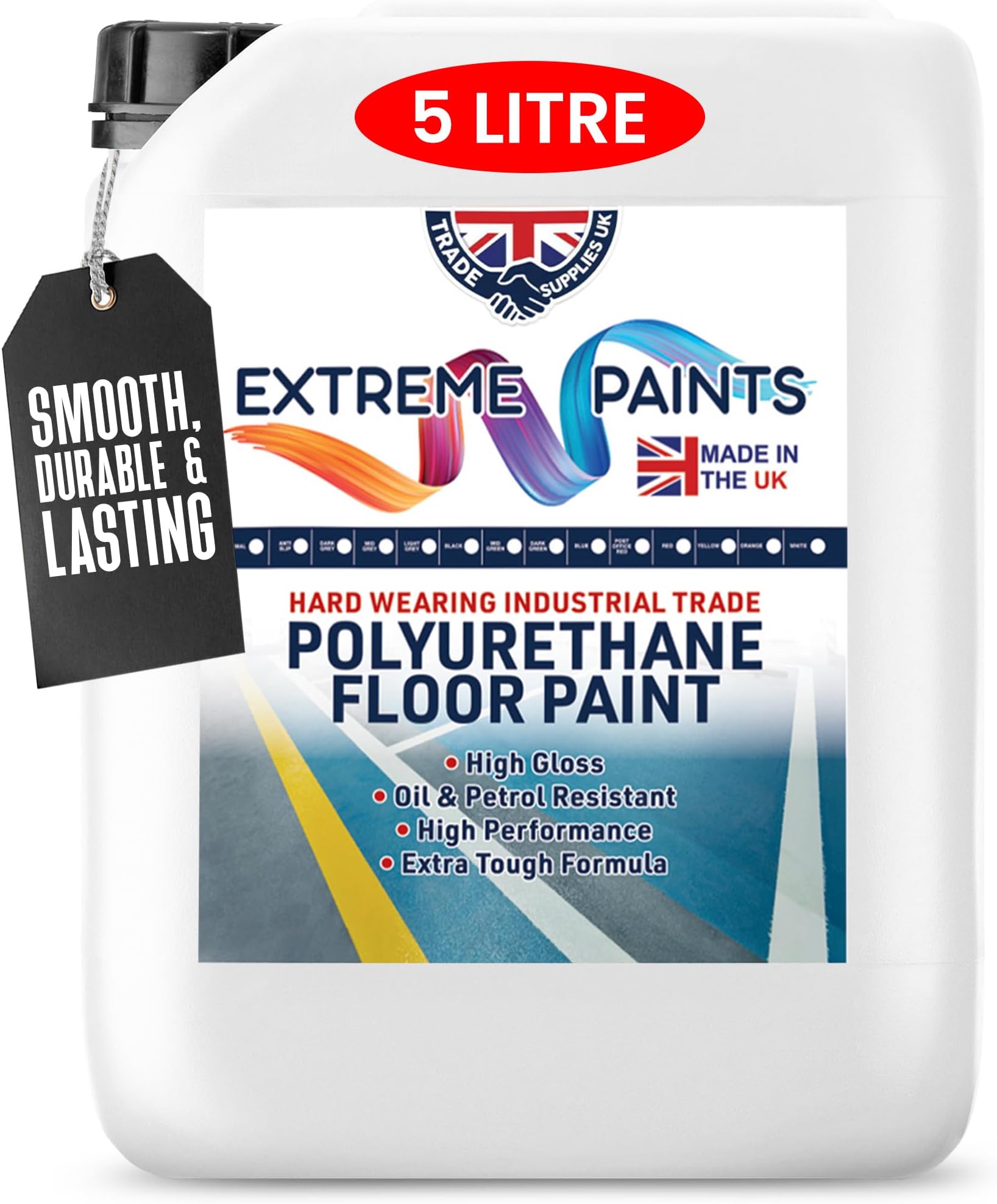 Extreme Polyurethane Floor Paint. Durable, Premium-Grade Paint for Concrete, Wood, Garage, Indoor Floors - Mid Grey, 5L