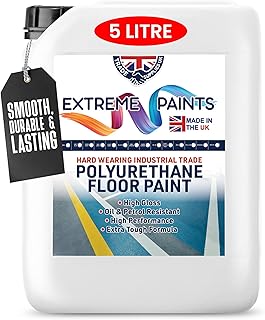 Extreme Polyurethane Floor Paint. Durable, Premium-Grade Paint for Concrete, Wood, Garage, Outdoor & Indoor Floors - Mid Grey, 5L