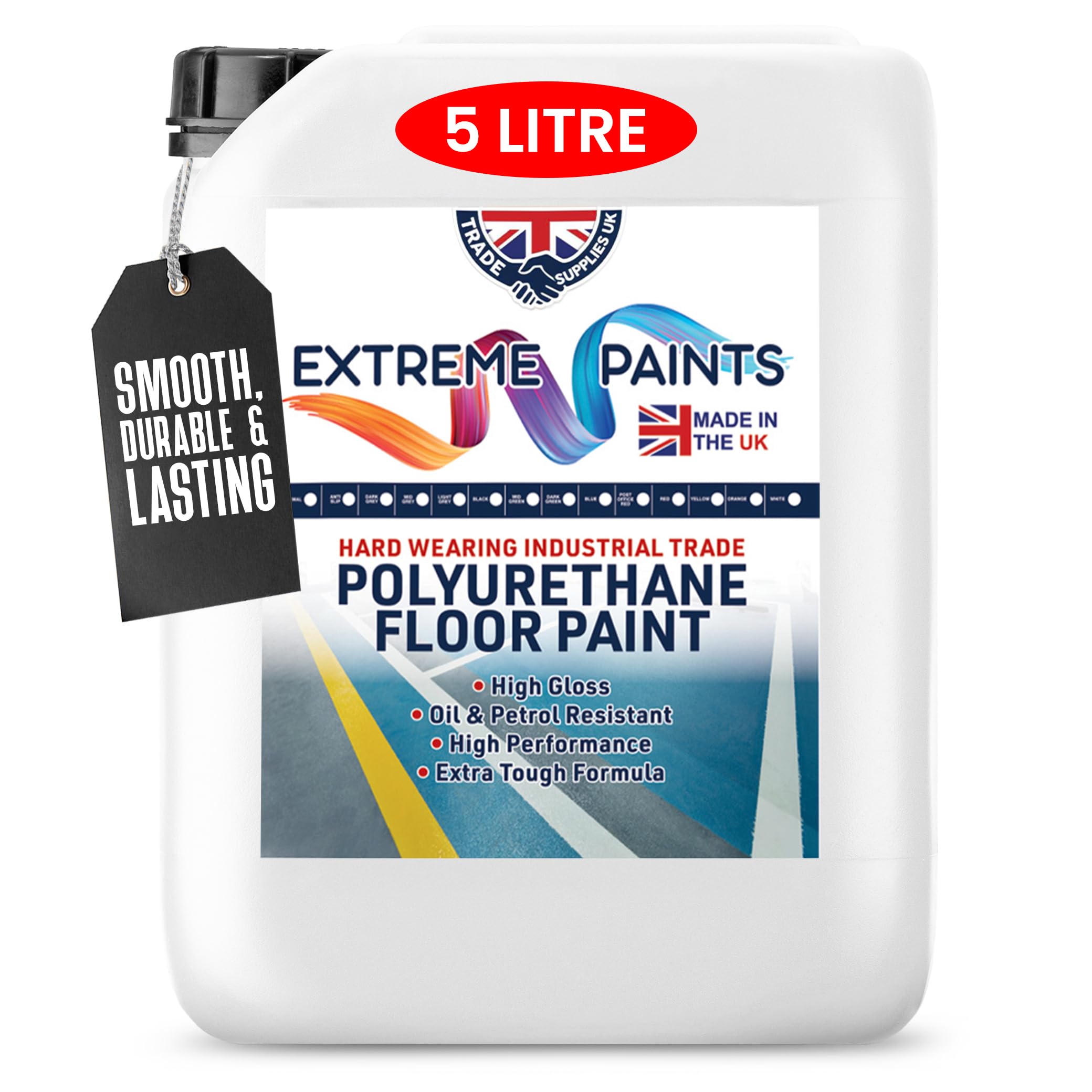 Extreme Polyurethane Floor Paint. Durable, Premium-Grade Paint for Concrete, Wood, Garage, Indoor Floors - Mid Grey, 5L