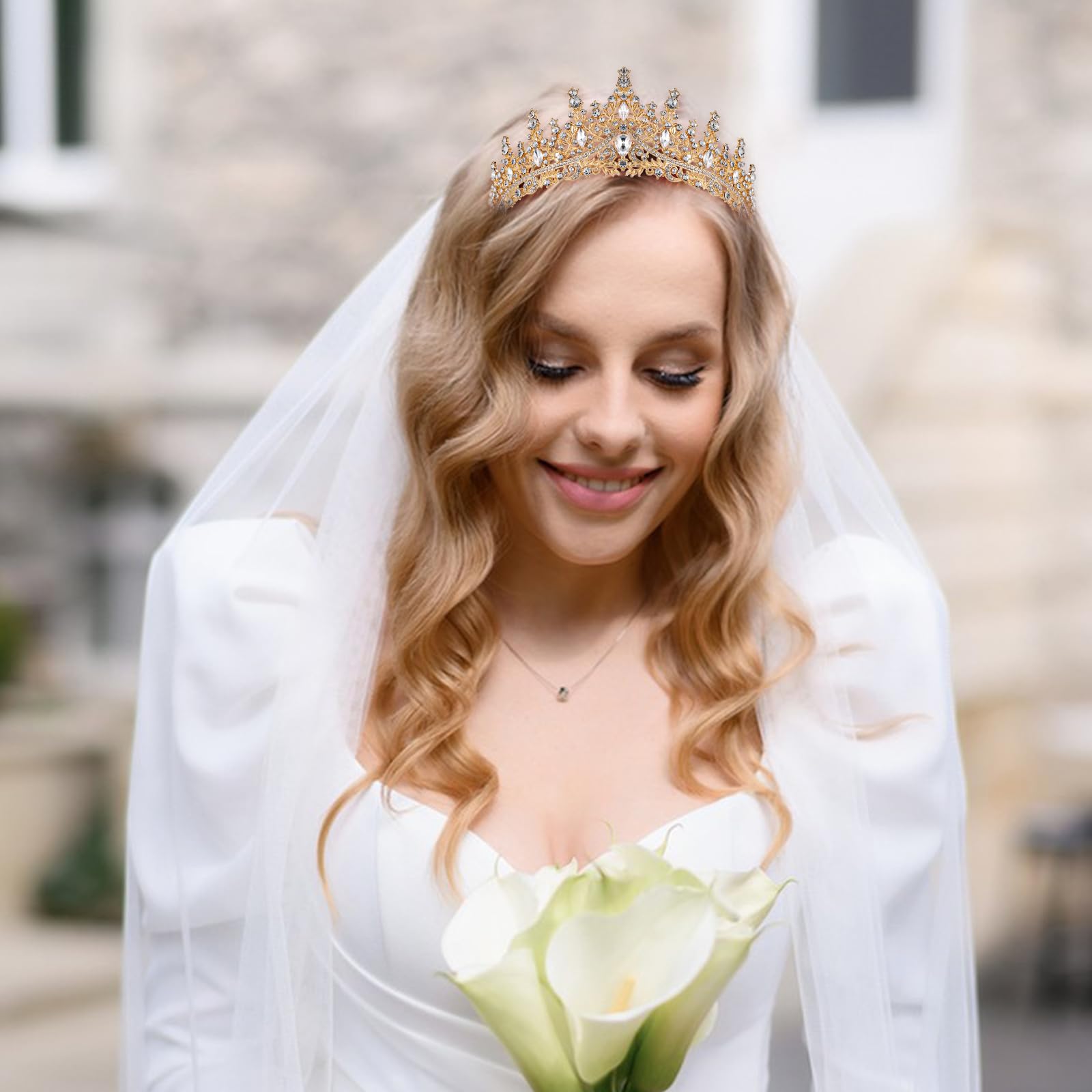 Sibba Tiara korona ślubna, diadem, korona ze strasu, kryształowa korona, dla panny młodej, księżniczki, korona, ozdoba do włosów, korona damska, nakrycie głowy na urodziny, imprezę, studniówkę