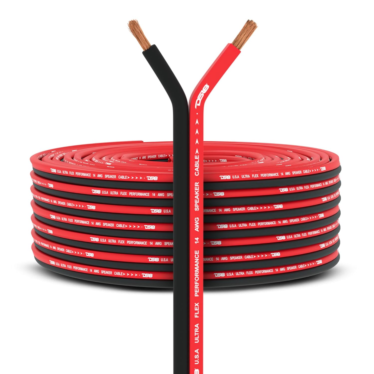 DS18 SW-14GA-100RB 14-GA Ultra Flex Speaker Wire Red and Black 100FT - Speaker Cable for Audio Applications