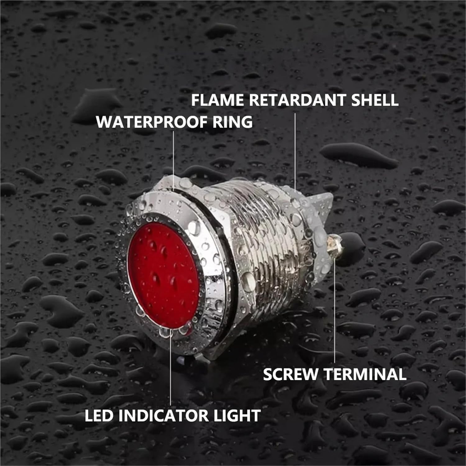 10PCS 22MM LED Indicator Light AC/DC 3~220V Metal Signal Pilot Lamp IP65 Waterproof Industrial Indicator Lamp(Ball Red Light,110V)