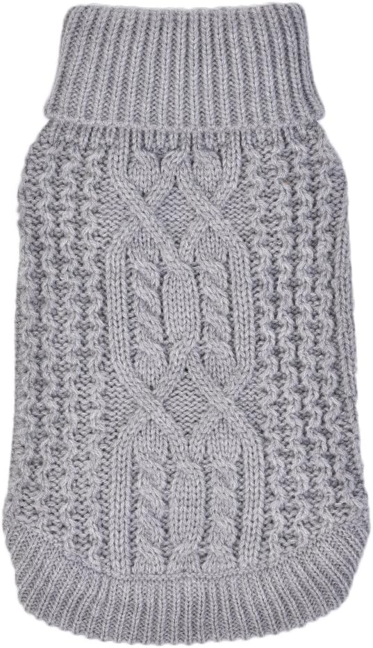 awhao Pet Sweater Warm Jumper Dog Cat Twist Striped Sweater Coat in Autumn Early Winter Puppy Jacket Dogs Clothes Gray M