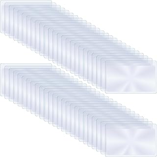 HESTYA 50 Pcs 3X Fresnel Lens Bulk Credit Card Magnifier Pocket Size Wallet Magnifier Lenses Card Thin Portable Lenses for Jewelry Loupe Reading or Fire Starter