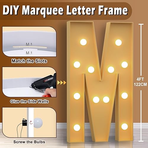 Miniatura 4 de Tongjoy Letras iluminadas de marquesina de 4 pies, letras grandes de marquesina, letras gigantes para baby shower, fiesta de cumpleaños, decoración