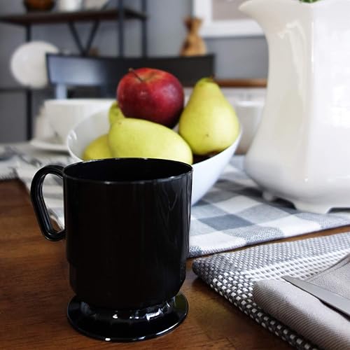 Miniatura 5 de Party Essentials Taza de café de plástico duro de 8 onzas con asa, 20 unidades, color negro de lujo