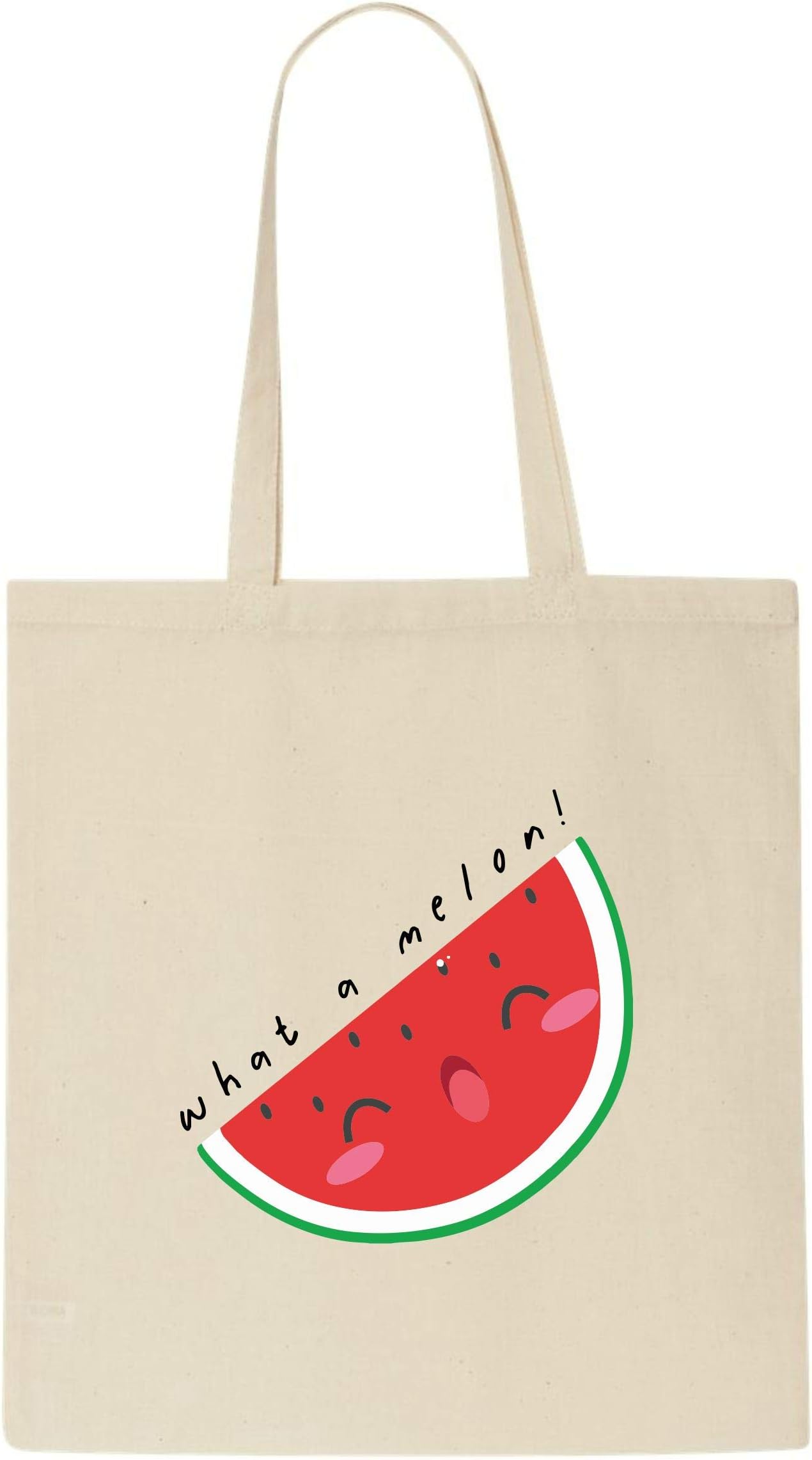 What A Melon Watermelon Fruit And Vegetable (with face) pun jokestote style shopping bag