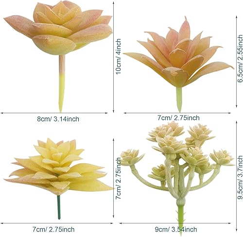Miniatura 3 de Cayway 10 piezas de suculentas artificiales, plantas suculentas artificiales amarillas, suculentas falsas, ramo de suculentas falsas, arreglo floral