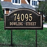 Vista 3 de Whitehall™ Placa de dirección personalizada de metal fundido - Placa de arco Providence montada en el césped. Fabricado en los Estados Unidos.