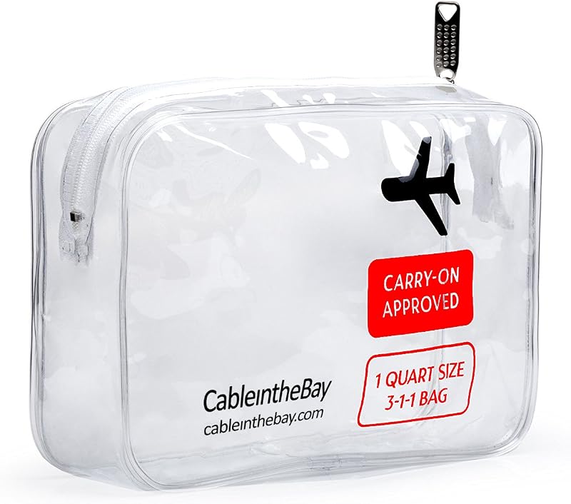 Necessaire transparente de viagem Cableinthebay com zíper, 20,07 x 13,97 x 6,35 cm, Pacote com 1