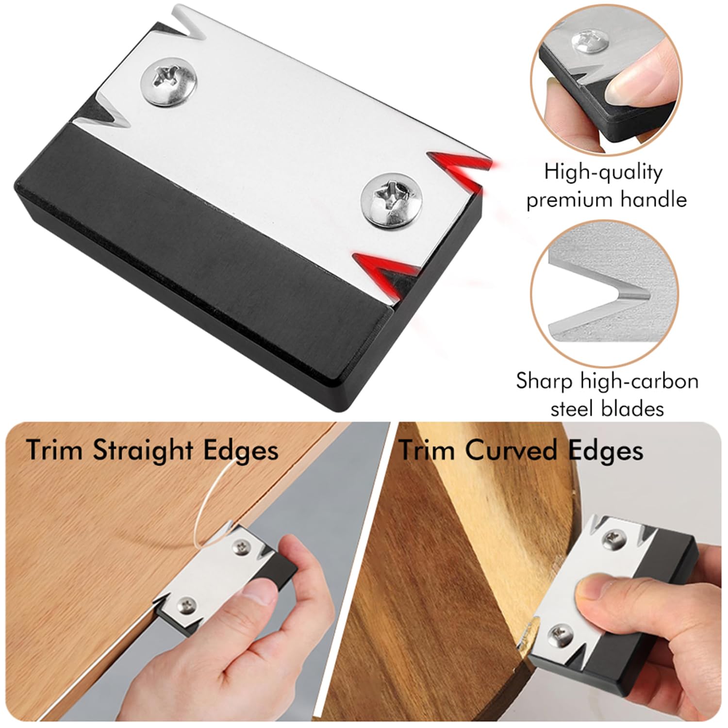 Bestgle Edge Banding Trimmer with 2Pcs Replaceable Blades for Woodworking Deburring Stainless Steel Blade Veneer Edge Hand Planer Cutter Tool for PVC ABS Melamine Wood Corners - Image 4