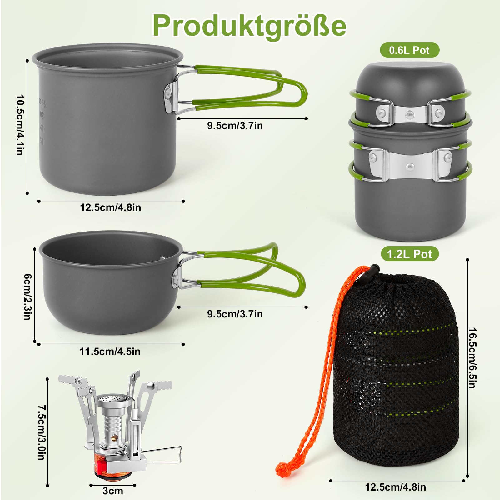 Réchaud de Camping et Casserole - Cuisinière Portable de randonnée avec brûleur à gaz Propane et Butane pour Bouteille de gaz à allumage piezo