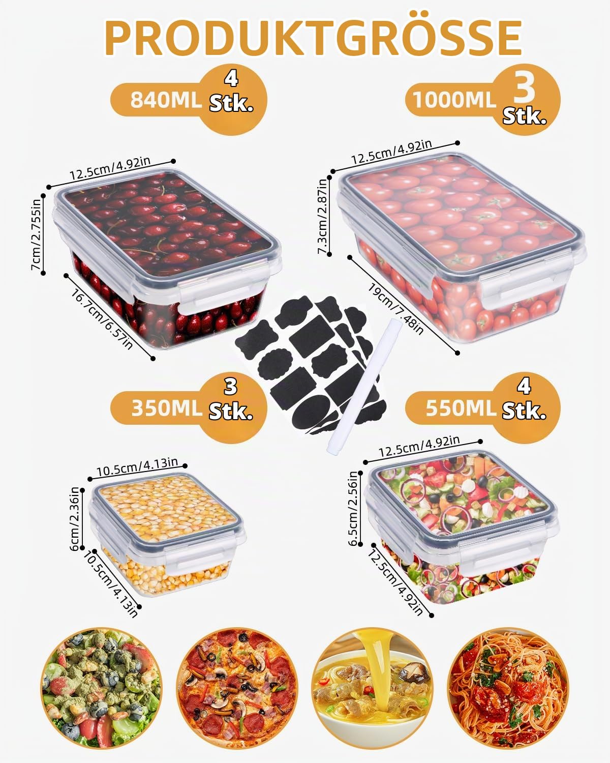 Frischhaltedosen mit Deckel,14 Stück Küche Meal Prep Boxen Frischhaltedosen mit Deckel für Lebensmittel,Spülmaschinen Mikrowellen und Gefrierschrankgeeignet,Auslaufsicher Luftdicht BPA-frei