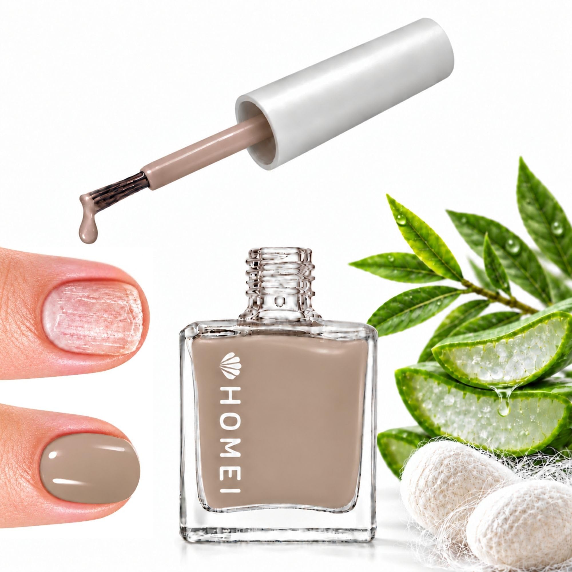 HOMEI 5-in-1 Natural Nail Strengthener Polish for Damaged Nails STONE BEIGE
