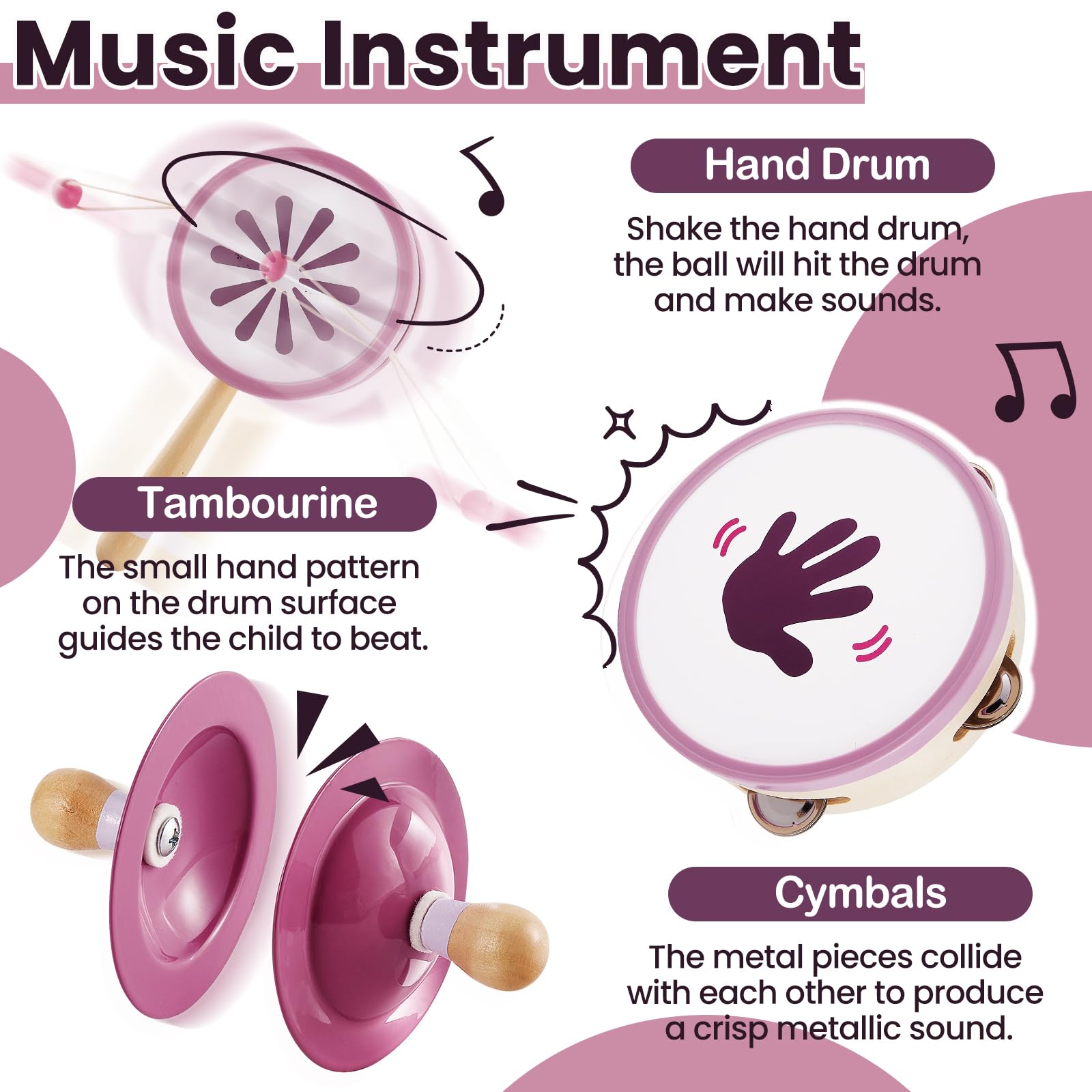 Buyger Instrumentos Musicales para Bebés, Juguete Montessori de Madera para Niños 1 2 3 años, IInstrumentos de Percusión Infantiles, Regalo para Niños Niñas (Cumpleaños/Navidad/Reyes)