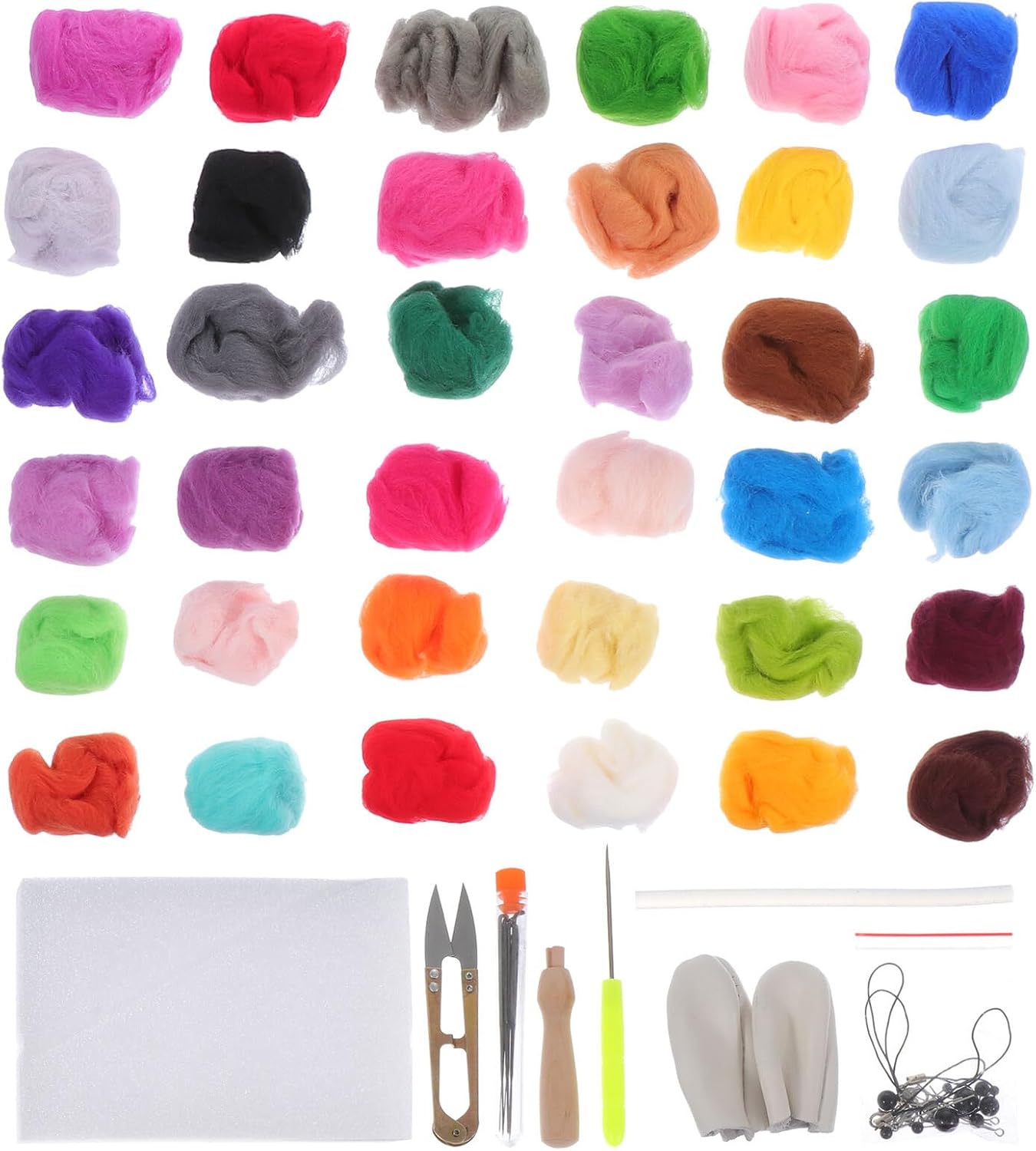 JOINPAYA 1 Box Color Needle Felting Kit with Punch Needles and Transparent PE Box DIY Wool Craft Supplies for Making Animals Dolls and Wear-Resistant Felting Tools