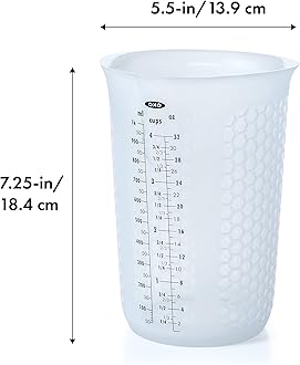 OXO Good Grips 4-Cup Squeeze & Pour Silicone Measuring Cup with Stay-Cool Pattern